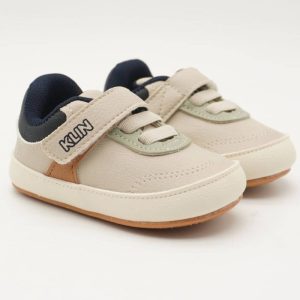 BASKETS-A-SCRATCH-BEIGE-BLEU-MARINE-KLIN