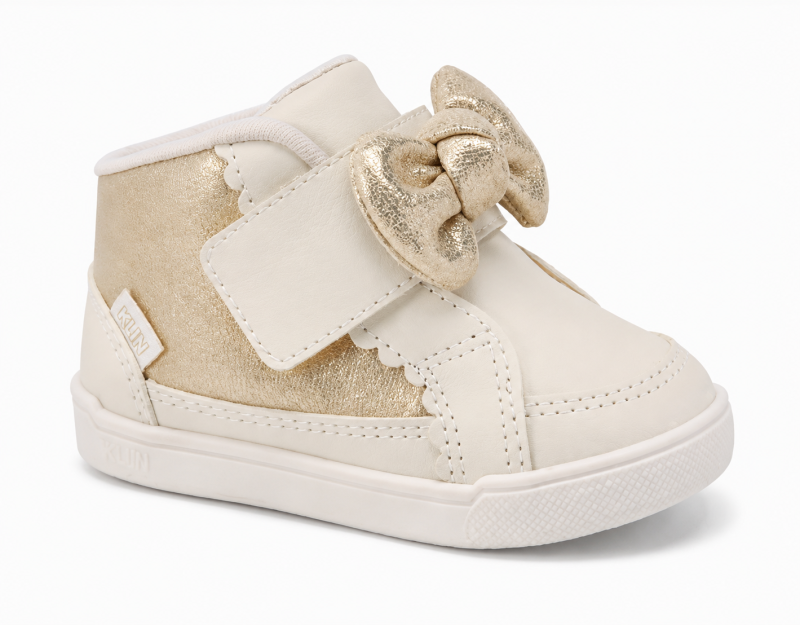 BASKETS-MONTANTES-A-SCRATCH-BLANC-CASSE-A-NOEUD-DORES-KLIN