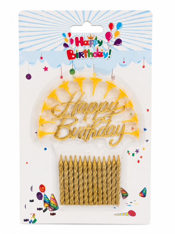KIT-DECORATION-GATEAU-BOUGIES-DOREES-SUPPORTS-HAPPY-BIRTHDAY