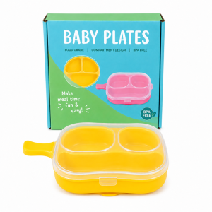 ASSIETTE-BEBE-SILICONE-AVEC-COUVERCLE-ELEPHANT-JAUNE