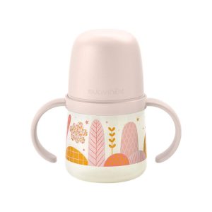 BIBERON-PLASTIQUE-150ML-AVEC-POIGNEES-6M-ROSE