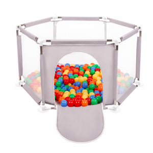 PARC-DE-JEUX-PLIABLE-HEXAGONALEAVEC-BALLONS-GRIS-60X15X20