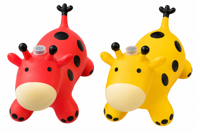 BALLON-SAUTEUR-MUSICAL-GIRAFE-ROUGE-JAUNE