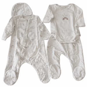 ENSEMBLE-NAISSANCE-4PCS-BODY-PANTALON-GRENOUILLERE-BONNET-GARCON-CARAMELL