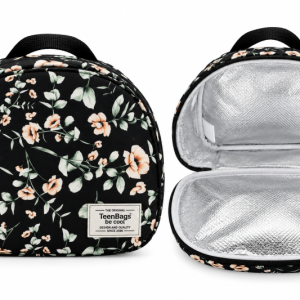 SAC-A-GOUTER-ISOTHERME-NOIR-FLEURS-BEIGE-VERTE