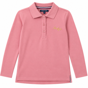 TSHIRT-MANCHE-LONGUE-A-COL-ROSE-FONCE