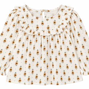 TSHIRT-MANCHE-LONGUE-BLANC-A-FLEUR-MARRON-TAILLE-5-ANS