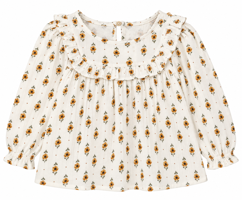 TSHIRT-MANCHE-LONGUE-BLANC-A-FLEUR-MARRON-TAILLE-5-ANS