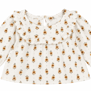 TSHIRT-MANCHE-LONGUE-BLANC-A-FLEUR-MARRON-TAILLE-NAISSANCE
