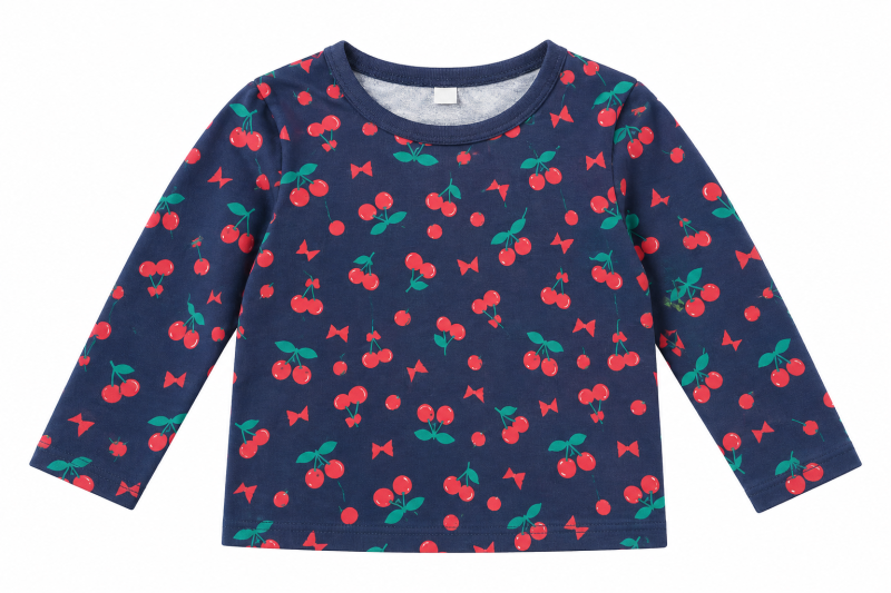 TSHIRT-MANCHE-LONGUE-BLEU-CERISE-TAILLE-2ANS