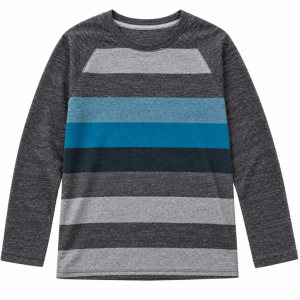 TSHIRT-MANCHE-LONGUE-GRIS-FONCE-BANDE-BLEU-NOIR-GRIS-CLAIR